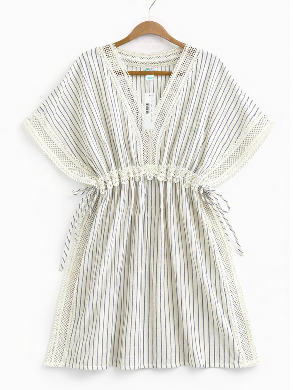 NWT J. Crew Swimsuit Coverup Empire Tie Waist Striped Cotton Tunic SMALL